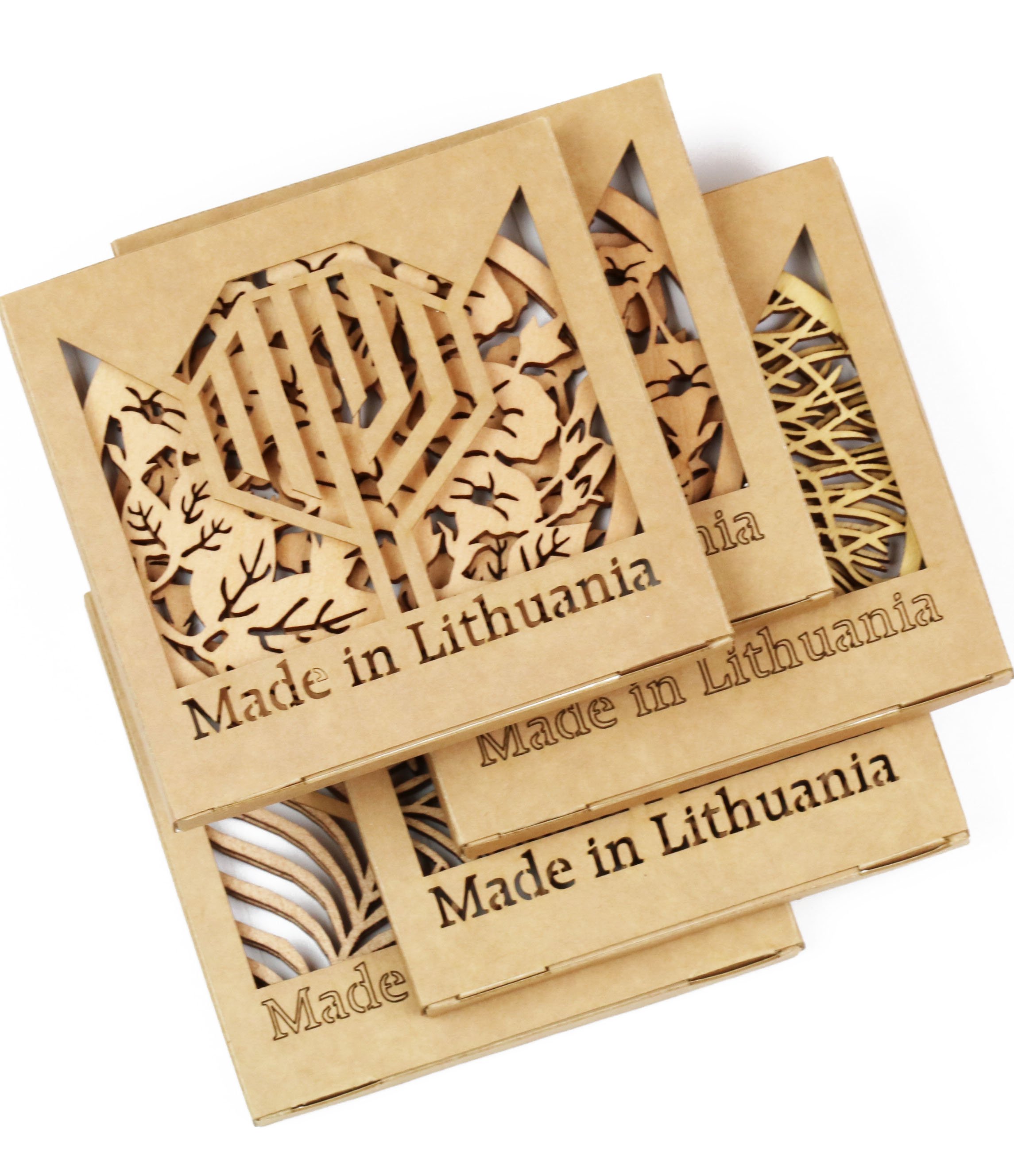 Apaļi koka paliktņi ar putniem O7